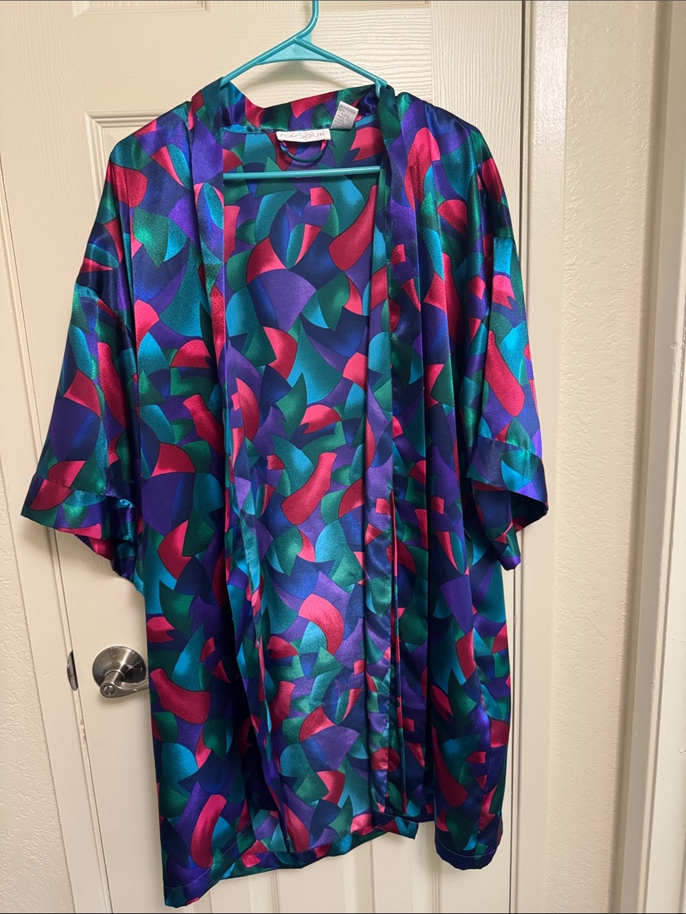 Silky Multicolor Robe - Teal, Purple & Pink